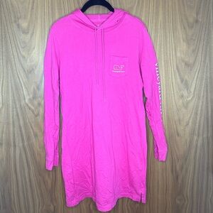Vineyard Vines Pink Long Sleeve Hooded T-shirt Dress